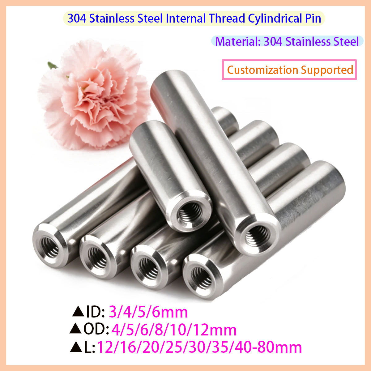 Woodworking Finishing - 304 Stainless Steel Internal Thread Cylindrical