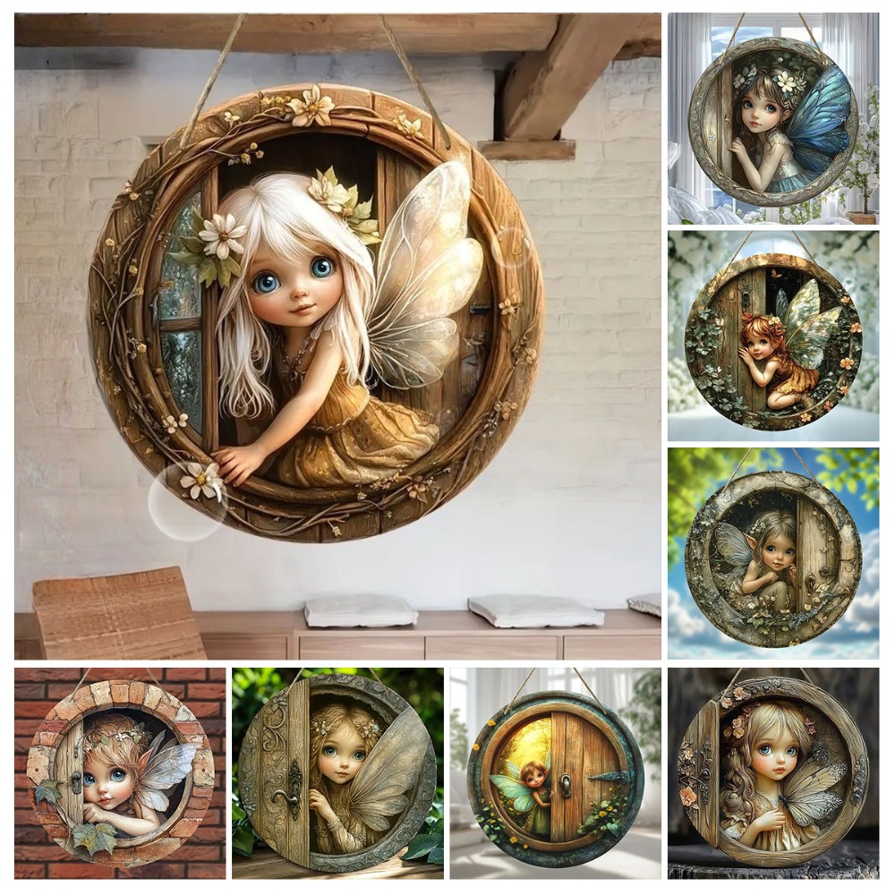 2D Charming Fairy Door Circula - Woodworking Logo 评论和价格
