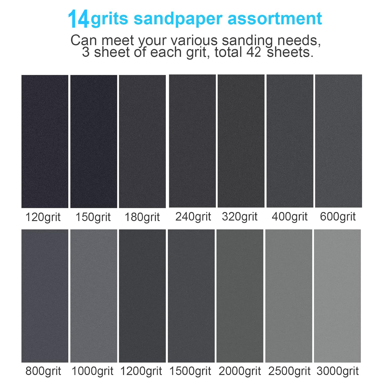 42Pcs Dry Wet Sandpaper Set, 1 - Woodworking Finishing 评论和价格