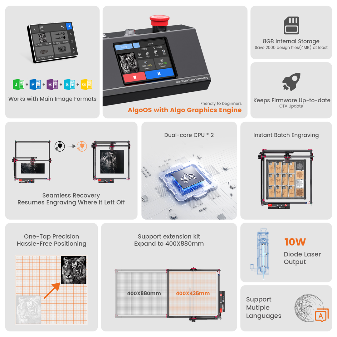 AlgoLaser DIY KIT MK2 10W Lase - Woodworking Logo 评论和价格